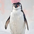 Penguin Balancing a Toilet Roll by Lucia Stewart
