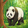 Playful Panda in Bamboo Forest by William Gunn