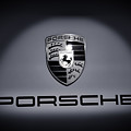 Porsche Car Emblem isolated BW 2