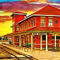 Railway Museum of San Angelo, Texas, at sunset - digital painting Digital Art by Nicko Prints