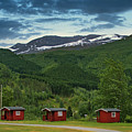 Red Cabins in the Mountains of Norway