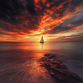 Sail Boat Glides Into Sunset 2
