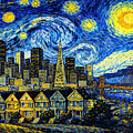San Francisco - painting in the style of Starry Night by Vincent van Gogh by Nicko Prints