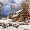 Snow at John Olivers Cabin in the Smoky Mountains National Park by Jimmy Pappas