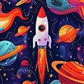 Space_exploration_theme_rockets_and_planets_vibrant_colors_No 2 by Andre Petrov