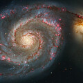 Spiral Galaxy The Whirlpool Galaxy M51 and companion galaxy by Printed View