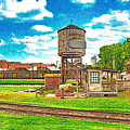 Stockyards station wooden water tower in Fort Worth, Texas Digital Art by Nicko Prints