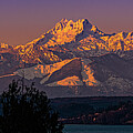 Sunset Creeps up on Olympic Mountains Washington Photograph by Tommy Farnsworth