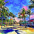 Times Square, Fort Myers, at sunrise - impressionist painting Digital Art by Nicko Prints