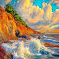 Vibrant Coastal Waves at Sunset by Ted Clifton
