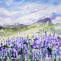 Watercolor - Colorado Summer Lupine Mountain Landscape