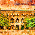 Webb County Courthouse in Laredo, Texas - pen and watercolor Digital Art by Nicko Prints