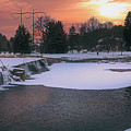 Wehrs Dam and The Covered Bridge - Winter Scene Photograph by Jason Fink