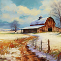 Winter Barn in Countryside by Macro Abundance